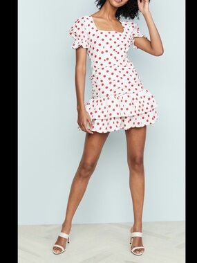 Endless Rose White Mini Dress with Red Polka Dots